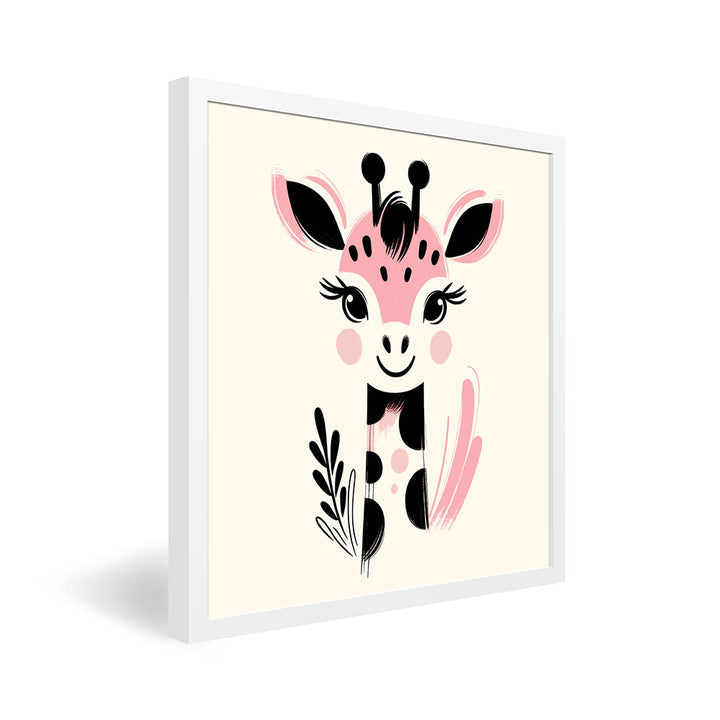 Gigi, die Gemälde-Giraffe – Baby-Kinder-Wandbild MIXPIX – Tiermotiv Giraffe als Illustration in Rosa – Ani-Mali Bilderset Kinderzimmer Wanddekoration