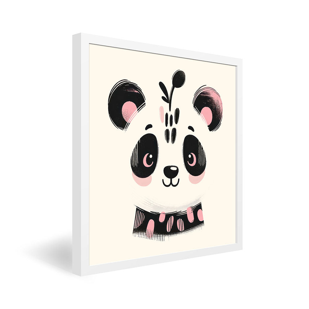 Pablo, der Portrait-Panda – Baby-Kinder-Wandbild MIXPIX – Tiermotiv Panda als Illustration in Rosa – Ani-Mali Bilderset Kinderzimmer Wanddekoration