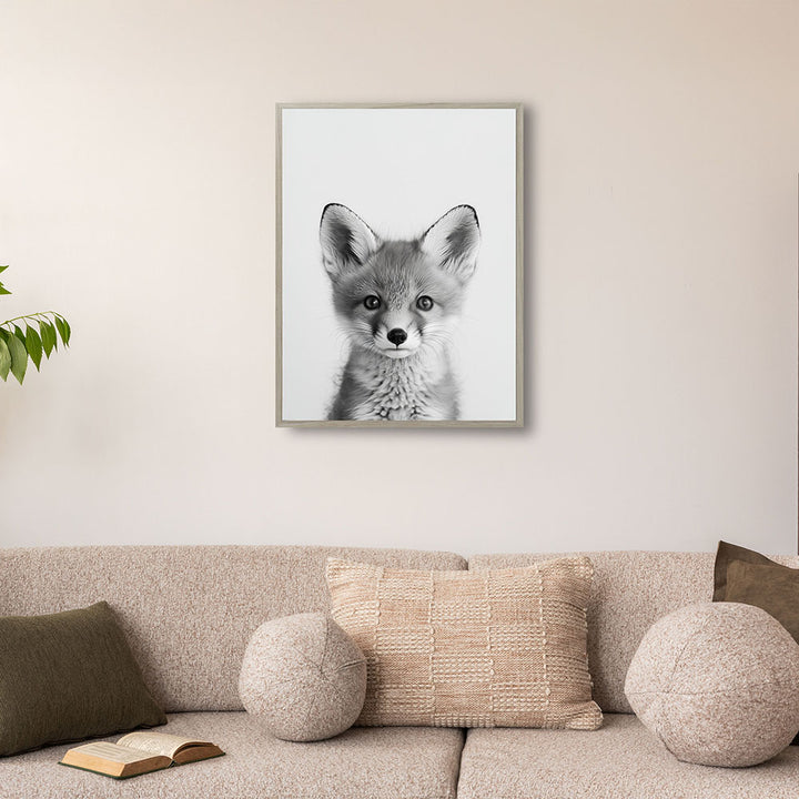 Poster: Tierporträt Fuchs "Rustle" in Schwarz-Weiß