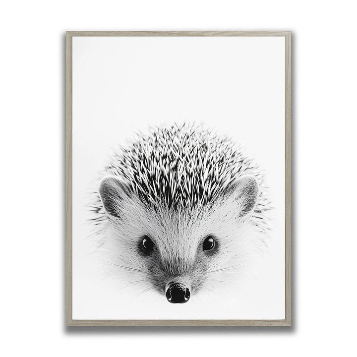 Poster mit Rahmen Tierbild Igel Schwarz Weiß