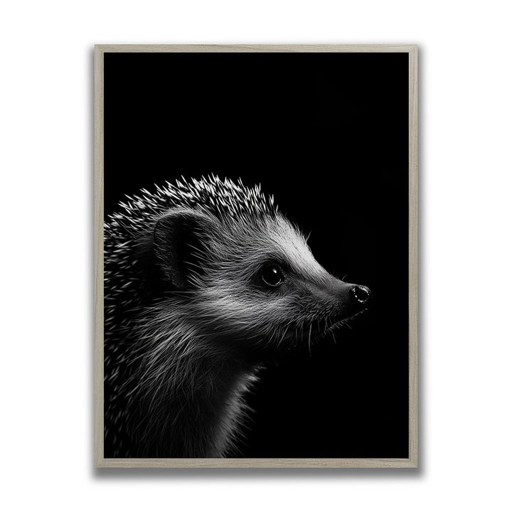 Poster Wandbild mit Rahmen Igel Schwarz Weiß