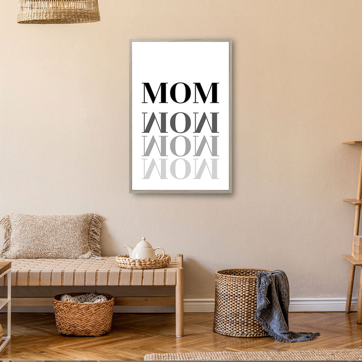 "Mom-Wow" - Poster in Weiß-Schwarz