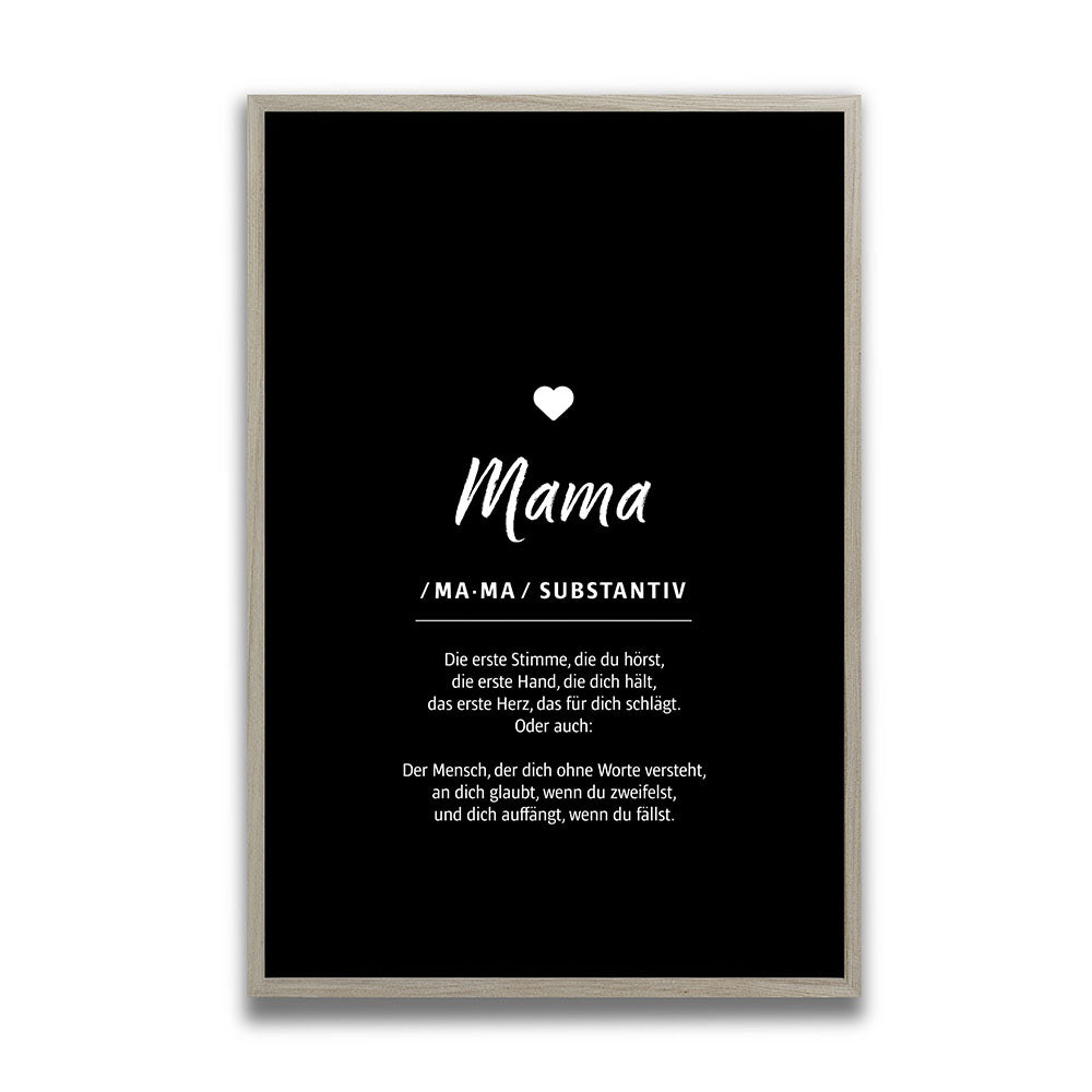 Mama - Wortdefinition - Poster in Schwarz-Weiß