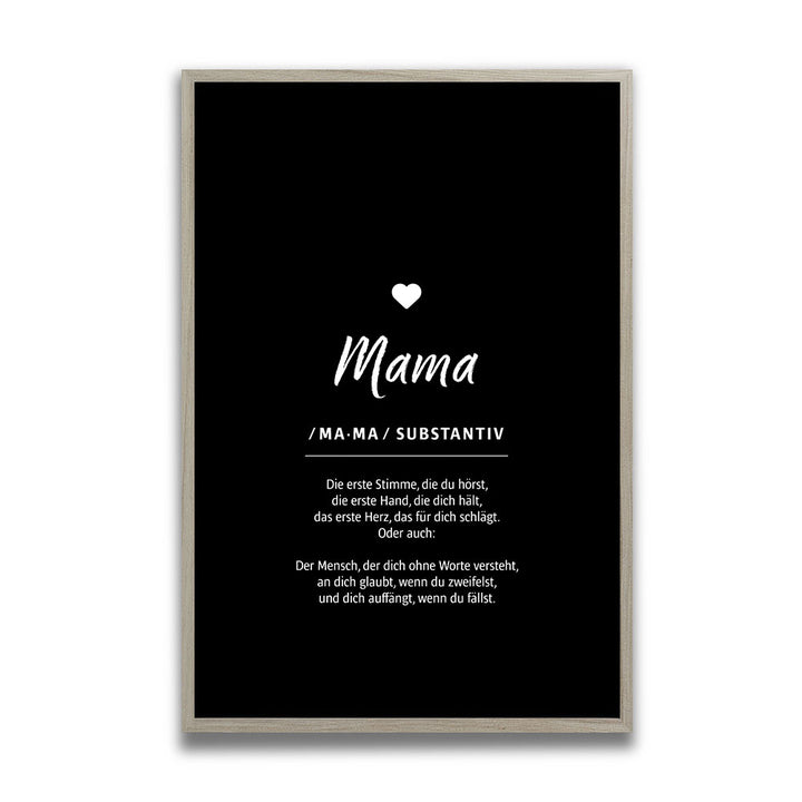 Mama - Wortdefinition - Poster in Schwarz-Weiß