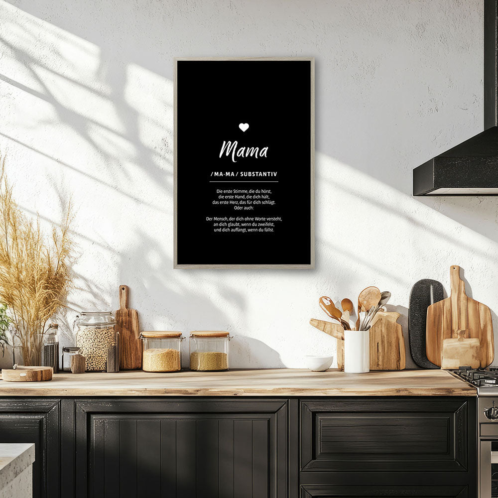 Mama - Wortdefinition - Poster in Schwarz-Weiß