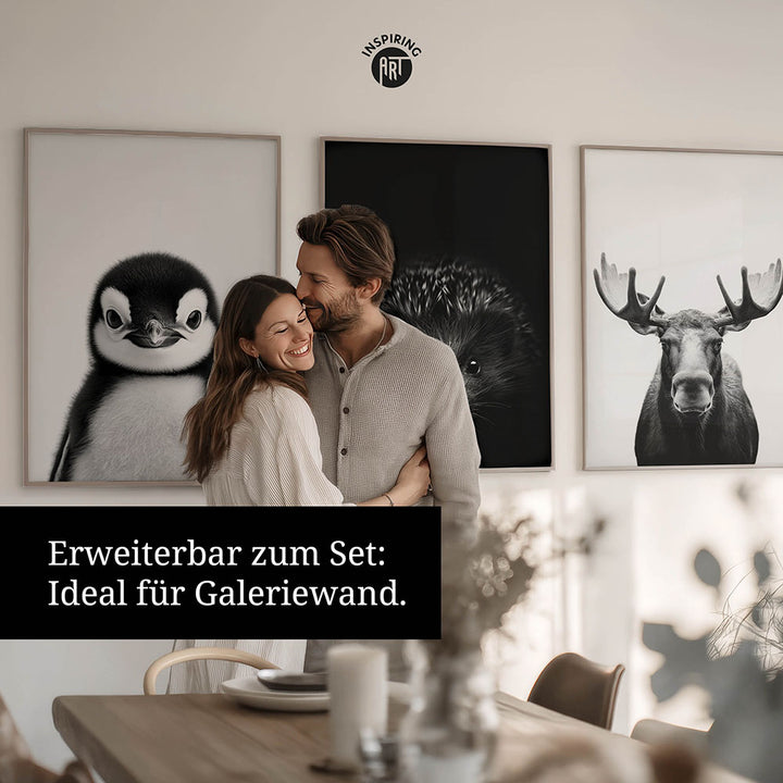 Poster: Tierporträt junger Schwan "Zaria" in Schwarz-Weiß