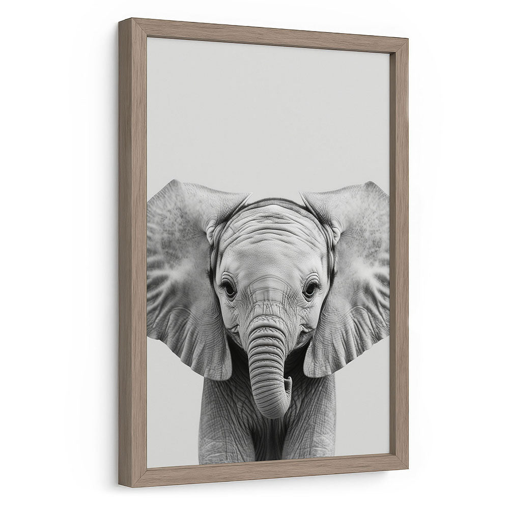 Poster mit Rahmen Tierposter Elefant Schwarz Weiß