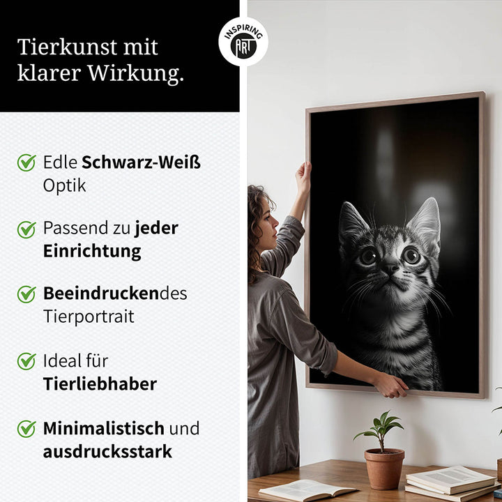 Poster: Tierporträt Katze "Felino" in Schwarz-Weiß