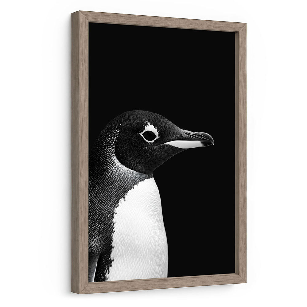 Poster mit Rahmen Pinguin Schwarz Weiß