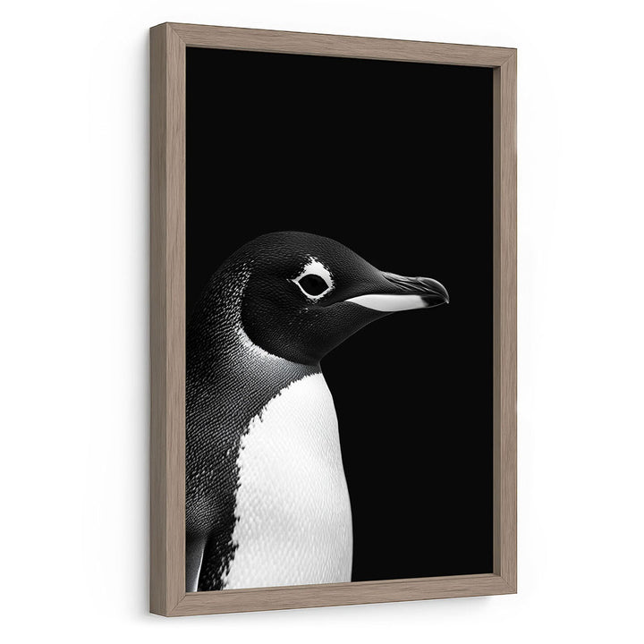 Poster mit Rahmen Pinguin Schwarz Weiß