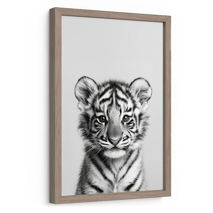 Poster mit Rahmen Tiger Schwarz Weiß