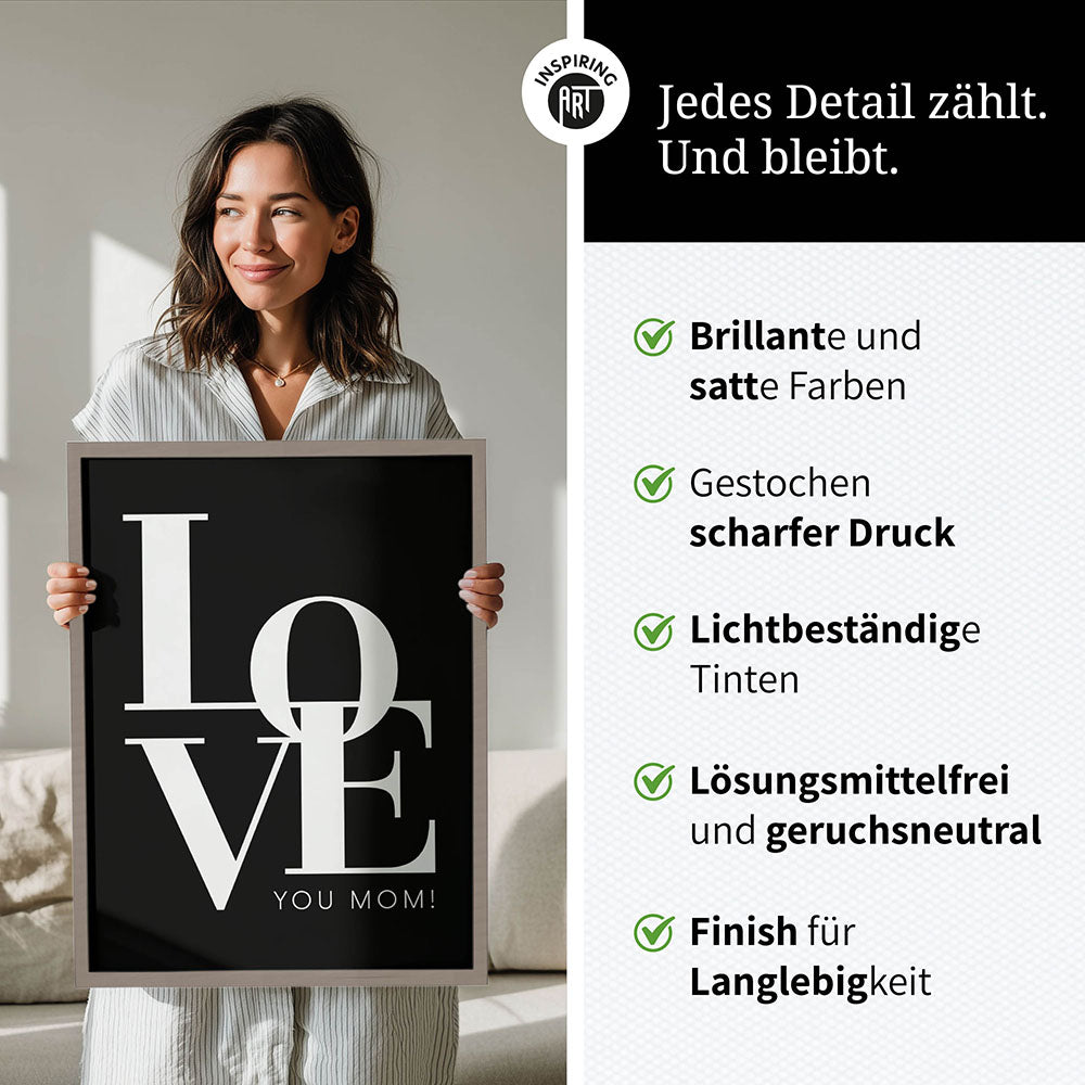 "Love you Mom" - Poster in Schwarz-Weiß