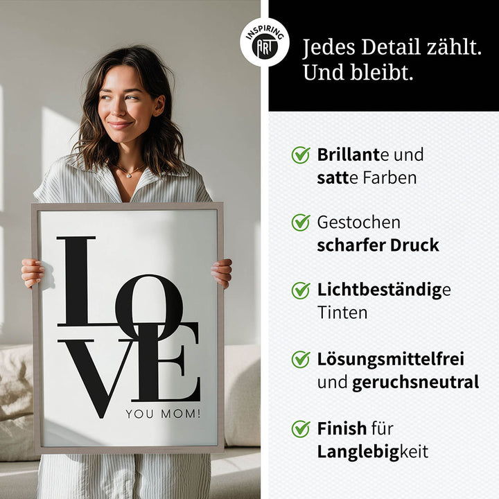 "Love you Mom" - Poster in Weiß-Schwarz