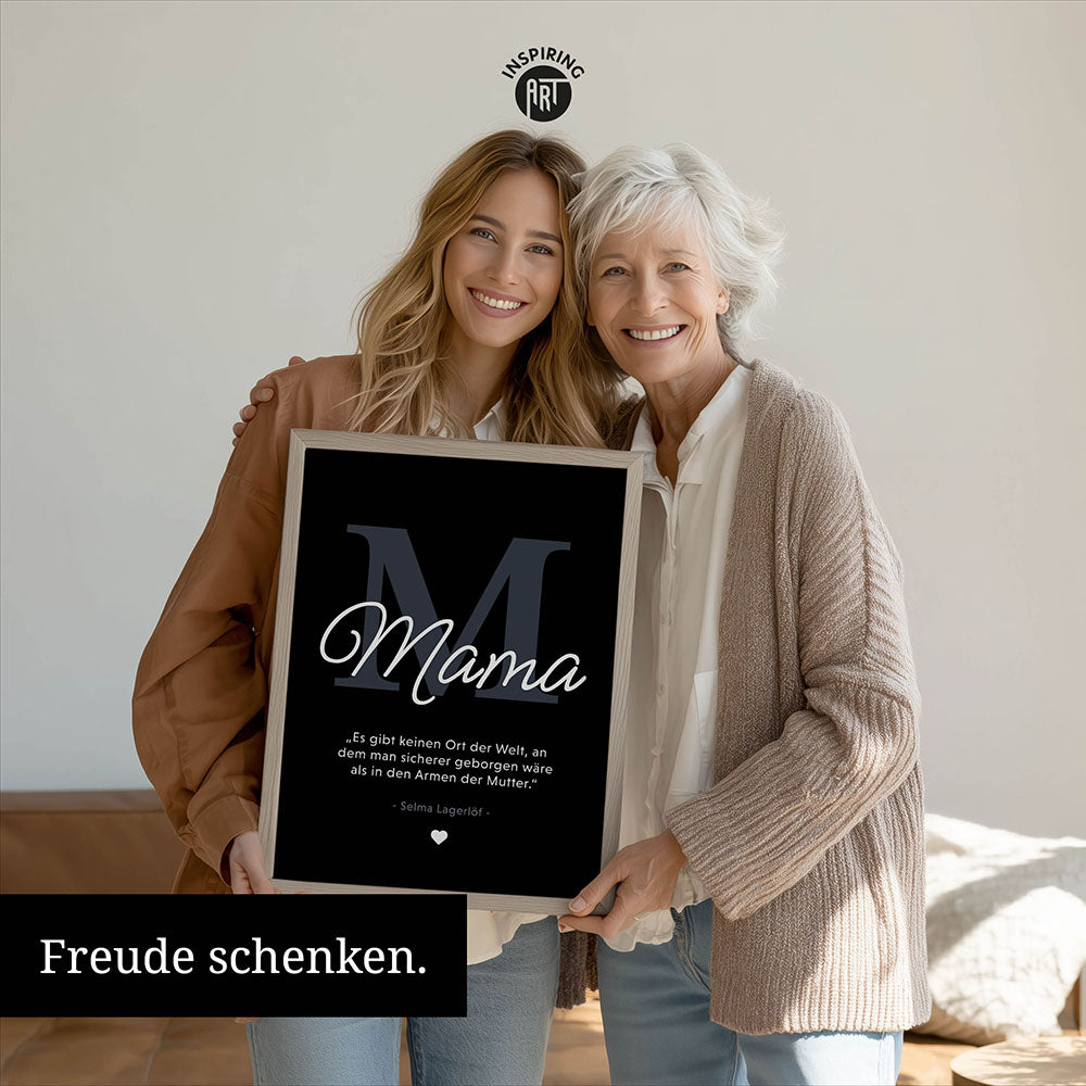 Mama-Zitat von Selma Lagerlöf - Poster in Schwarz-Weiß