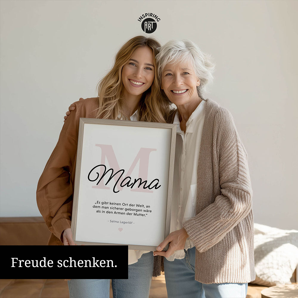 Mama-Zitat von Selma Lagerlöf - Poster in Schwarz-Weiß-Rosa