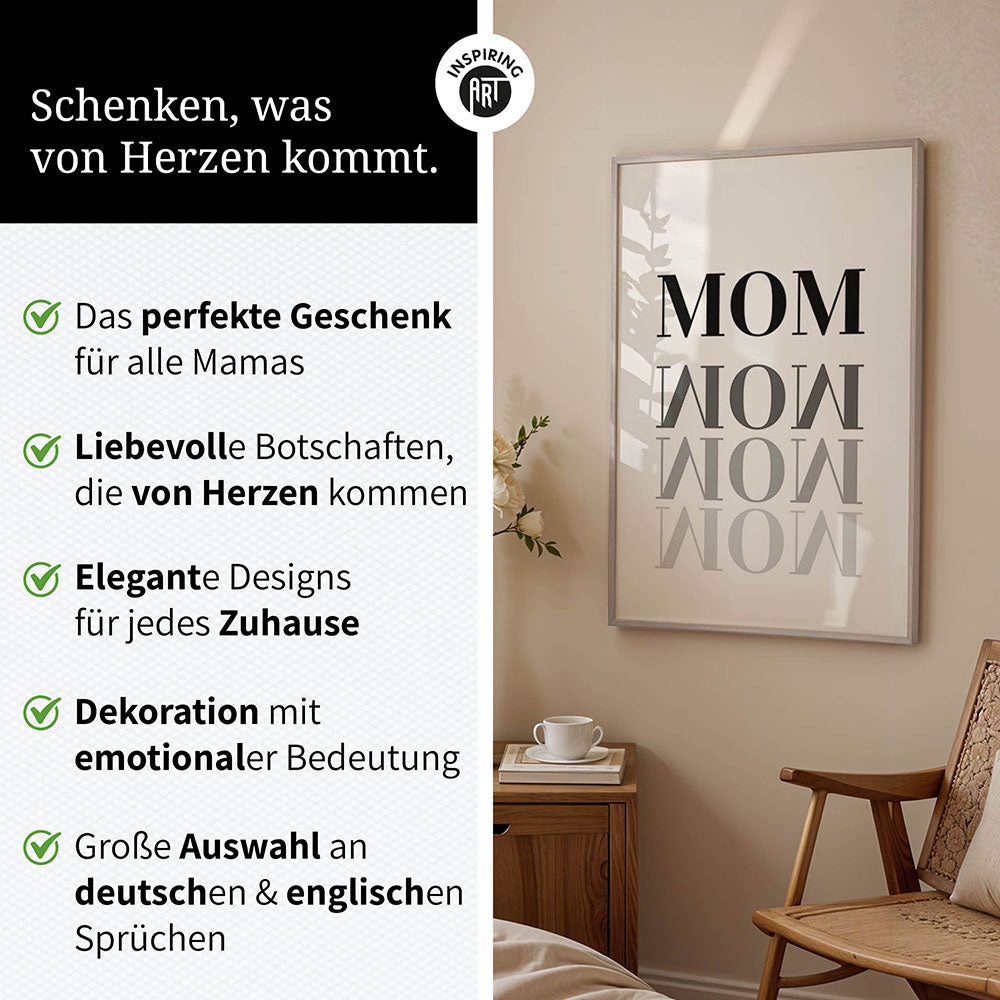 "Mom-Wow" - Poster in Weiß-Schwarz