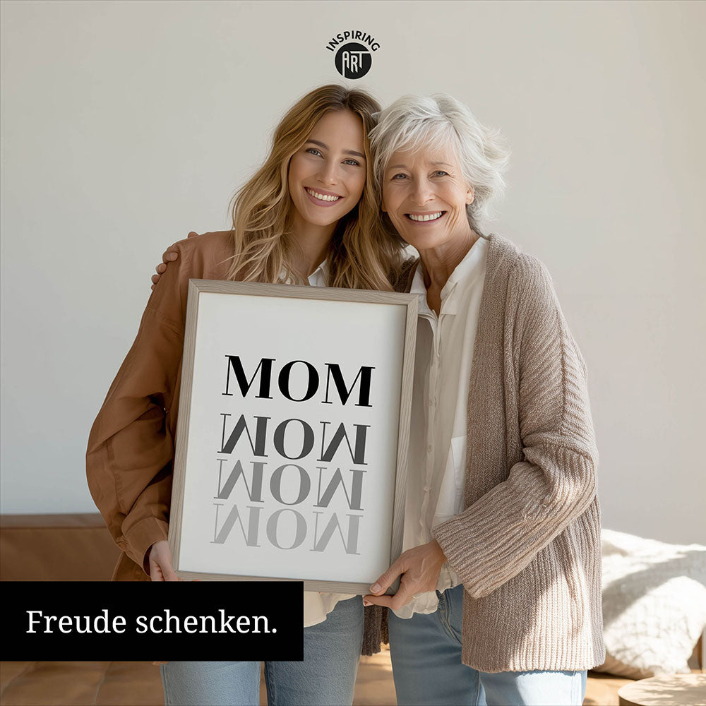 "Mom-Wow" - Poster in Weiß-Schwarz