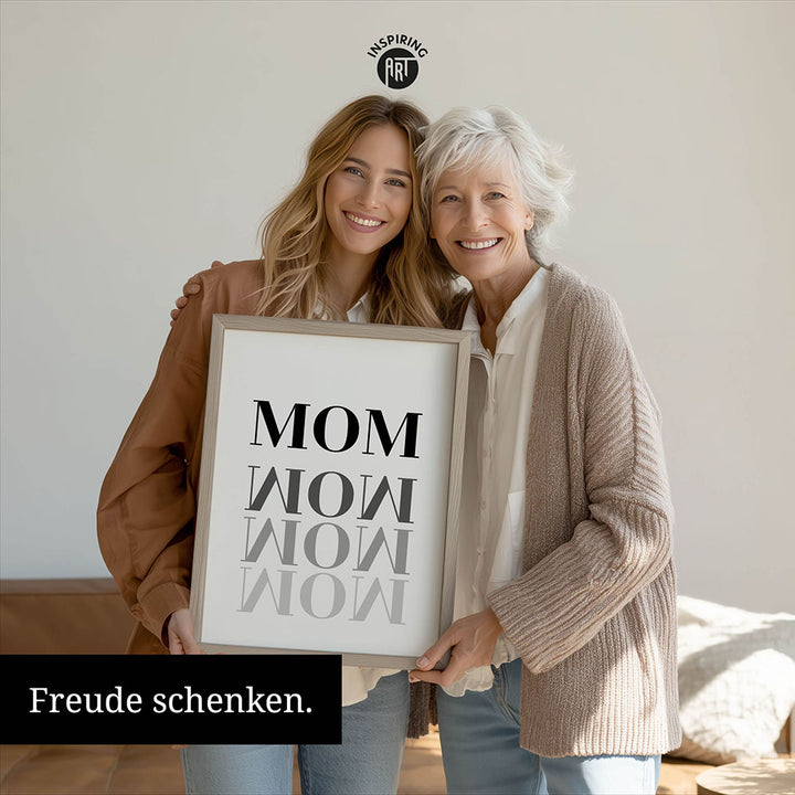 "Mom-Wow" - Poster in Weiß-Schwarz