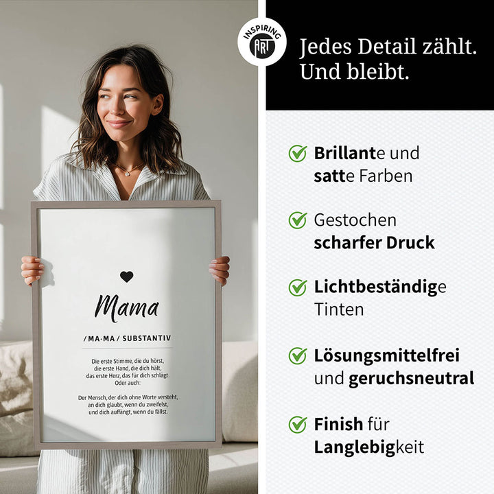 Mama - Wortdefinition - Poster in Weiß-Schwarz