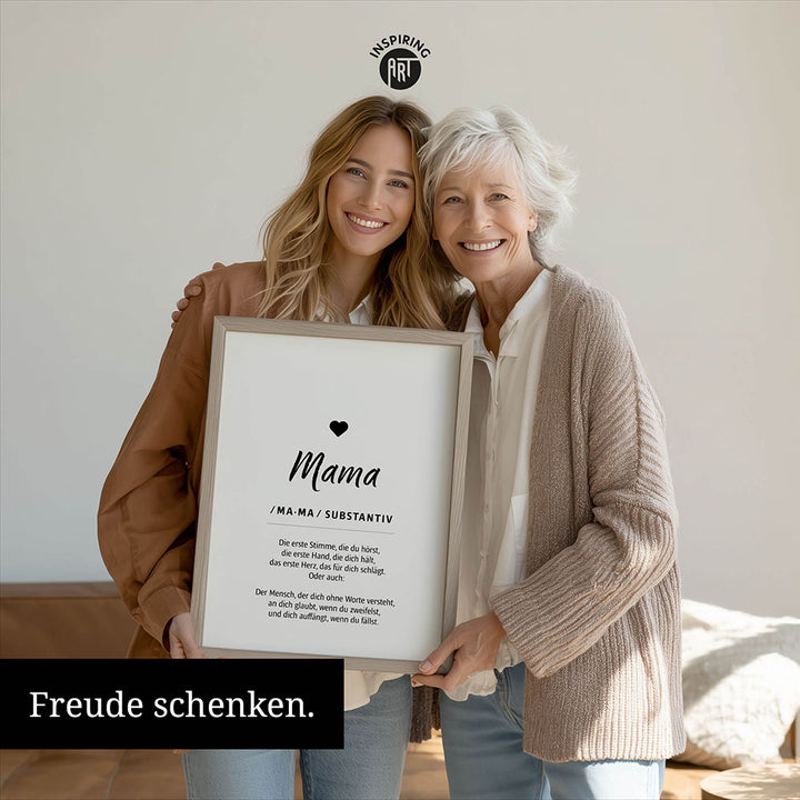 Mama - Wortdefinition - Poster in Weiß-Schwarz