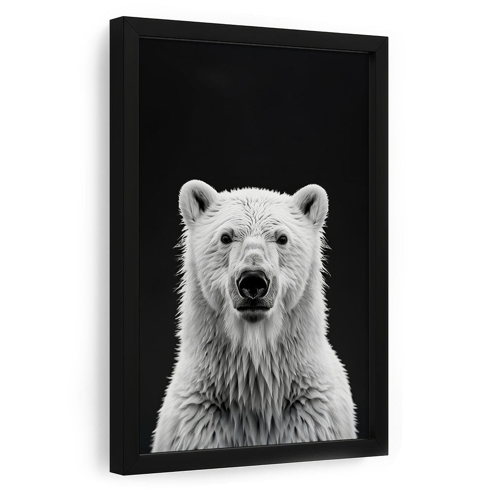 Poster Eisbär mit Rahmen Schwarz-Weiß 
