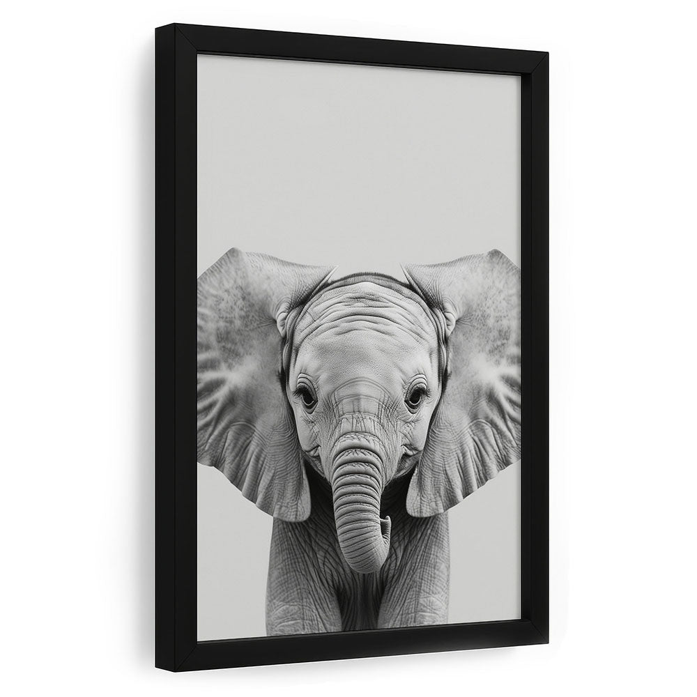 Poster mit Rahmen Tierposter Elefant Schwarz Weiß