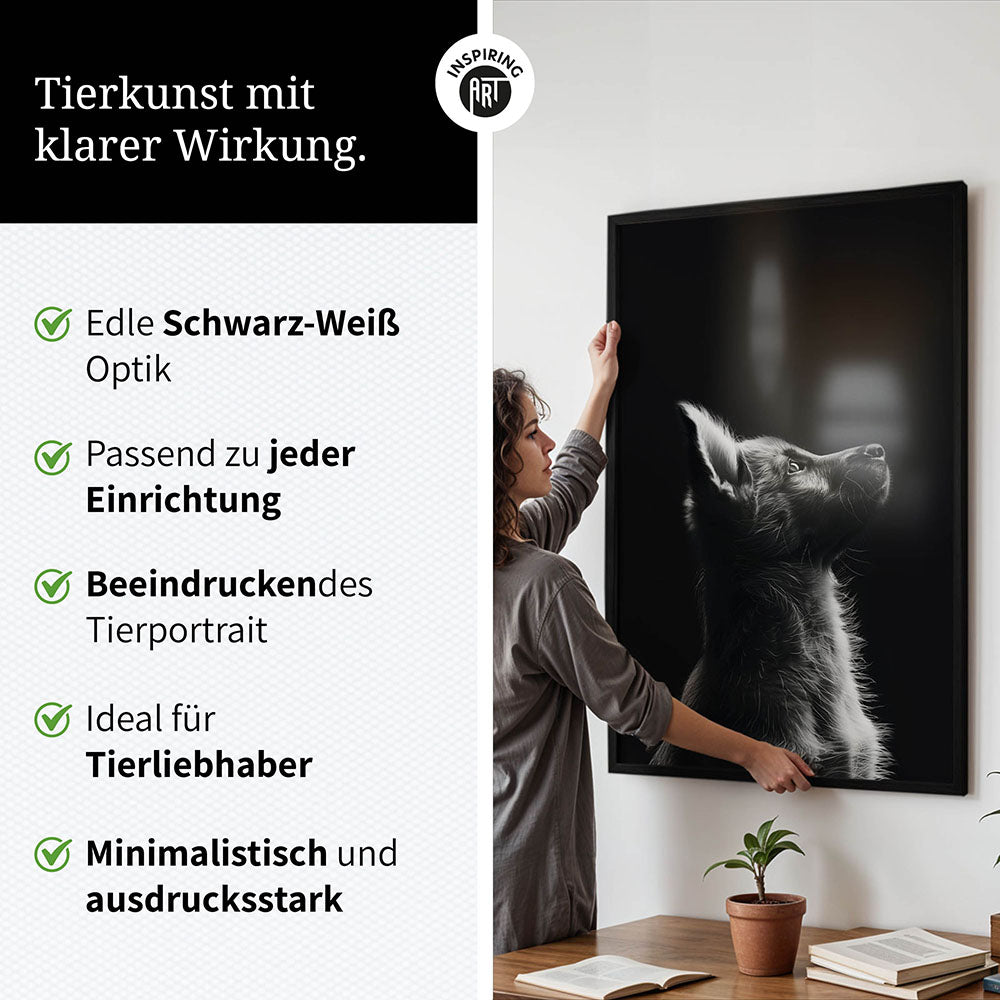 Poster: Tierporträt Hund "Lex" in Schwarz-Weiß