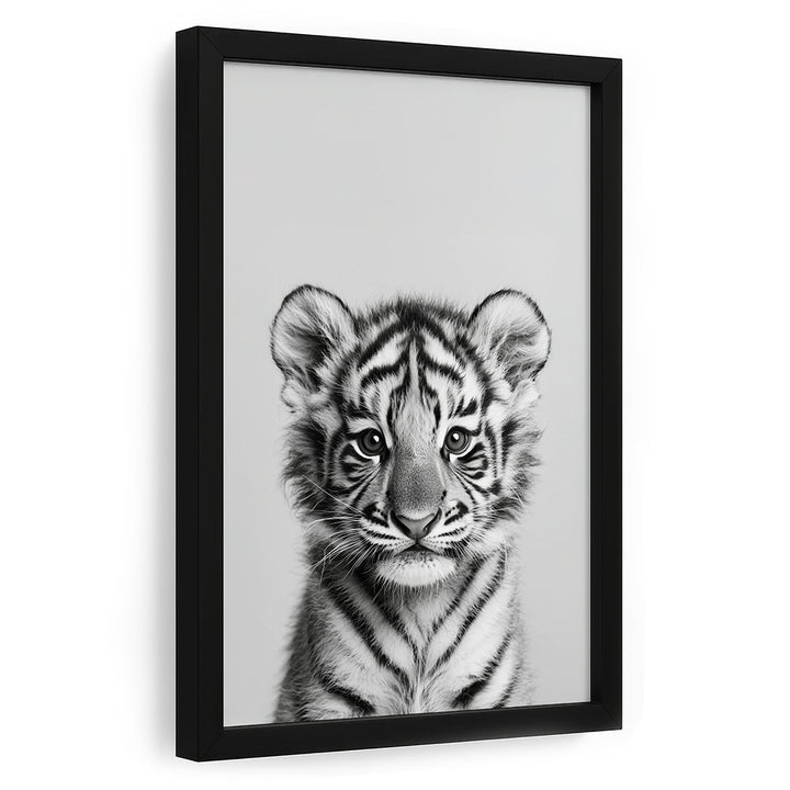 Poster Tierposter mit Rahmen Tiger Schwarz Weiß