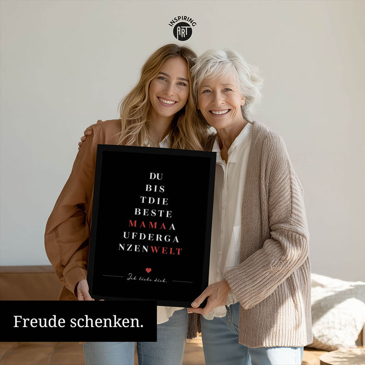 "Du bist die beste Mama auf der ganzen Welt" - Poster in Schwarz-Weiß-Rot