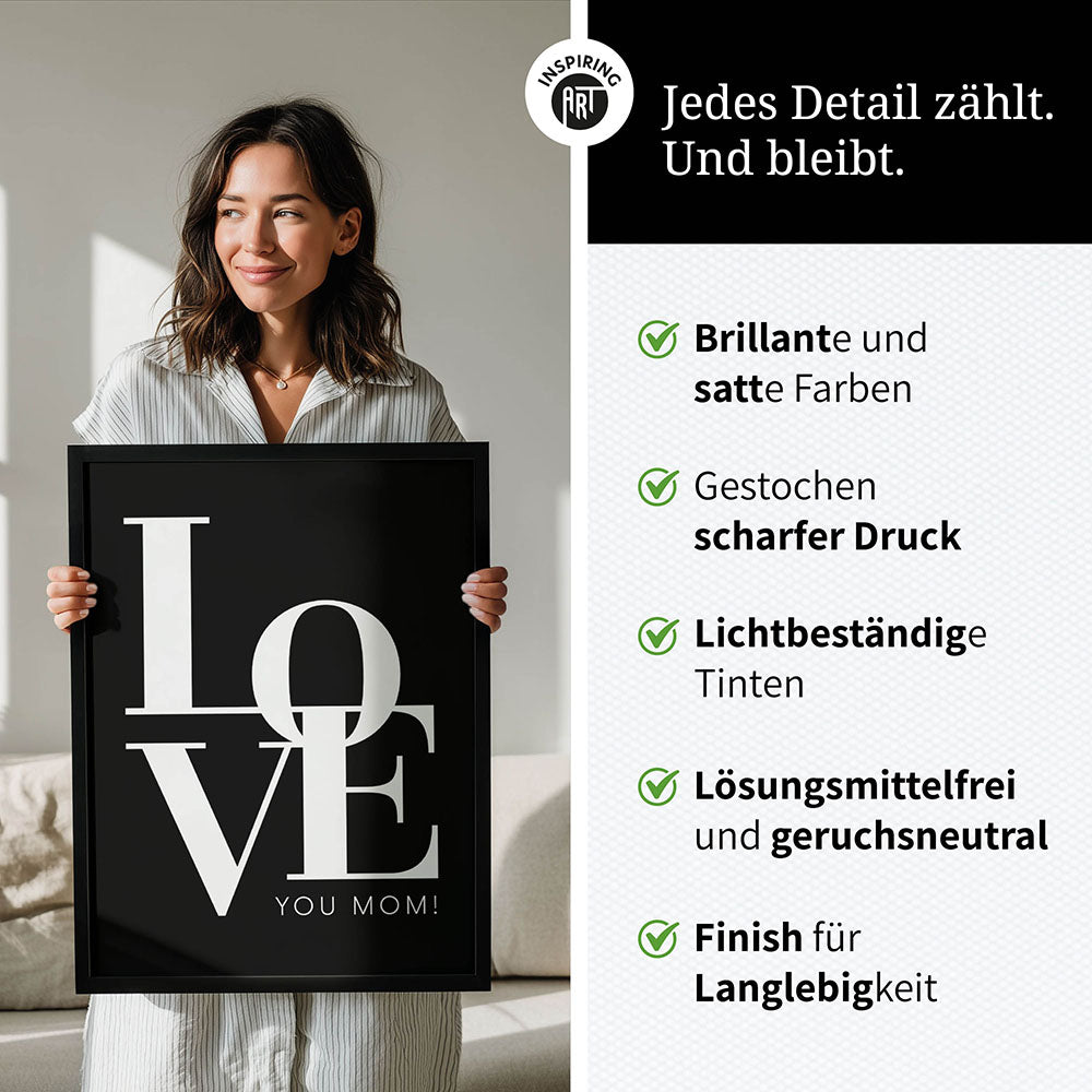 "Love you Mom" - Poster in Schwarz-Weiß
