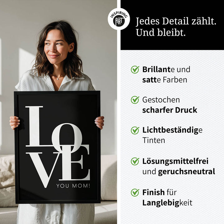 "Love you Mom" - Poster in Schwarz-Weiß