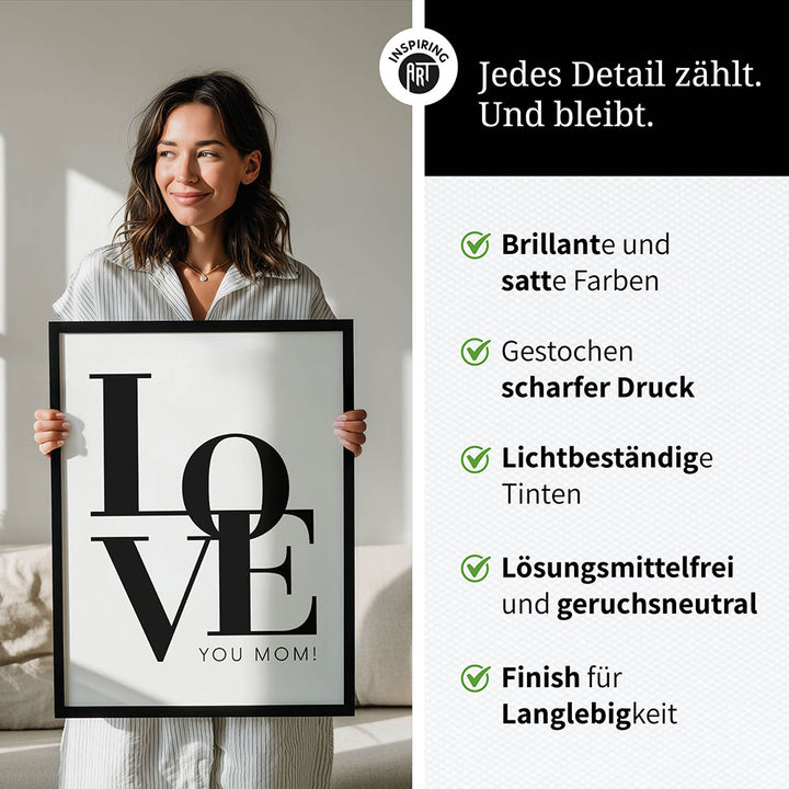 "Love you Mom" - Poster in Weiß-Schwarz