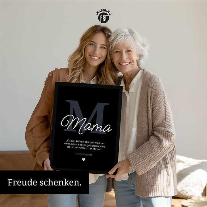 Mama-Zitat von Selma Lagerlöf - Poster in Schwarz-Weiß