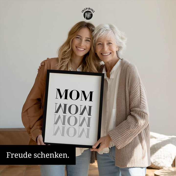 "Mom-Wow" - Poster in Weiß-Schwarz