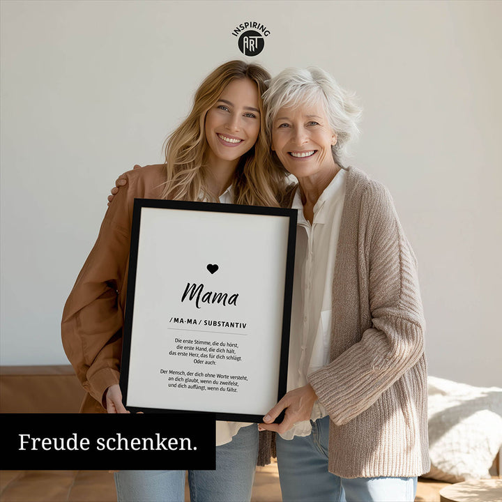 Mama - Wortdefinition - Poster in Weiß-Schwarz