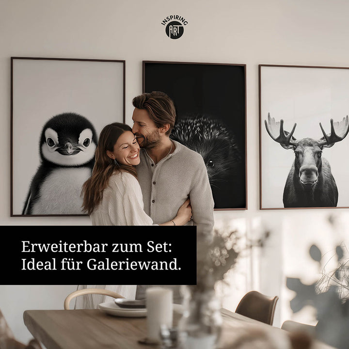 Poster: Tierporträt junger Schwan "Zaria" in Schwarz-Weiß