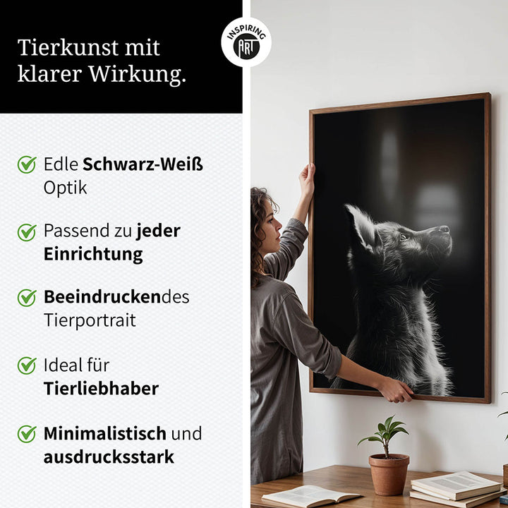 Poster: Tierporträt Hund "Lex" in Schwarz-Weiß