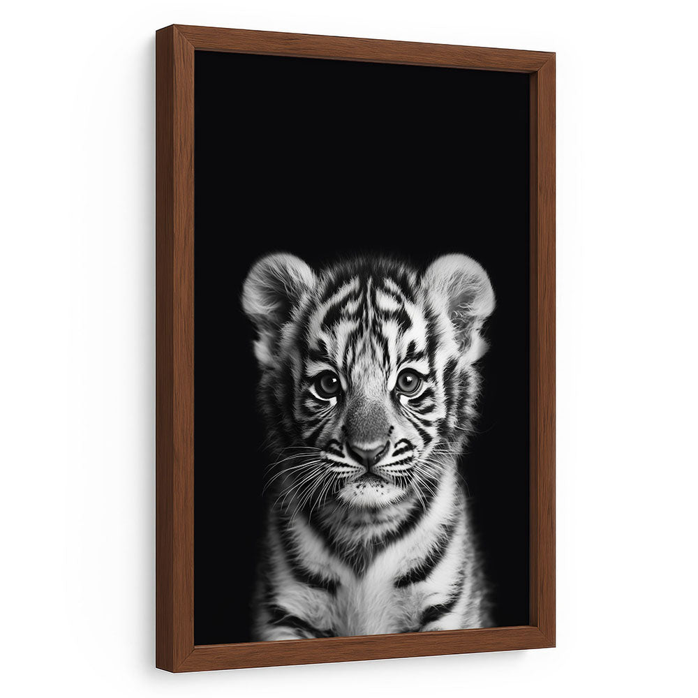 Poster Tierposter mit Rahmen Tigerbaby Schwarz Weiß