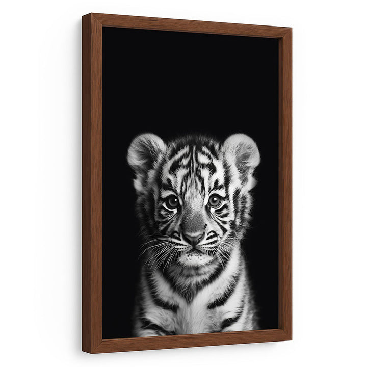Poster Tierposter mit Rahmen Tigerbaby Schwarz Weiß