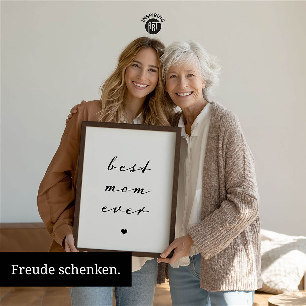 "Best mom ever" Typografie - Poster in Weiß-Schwarz