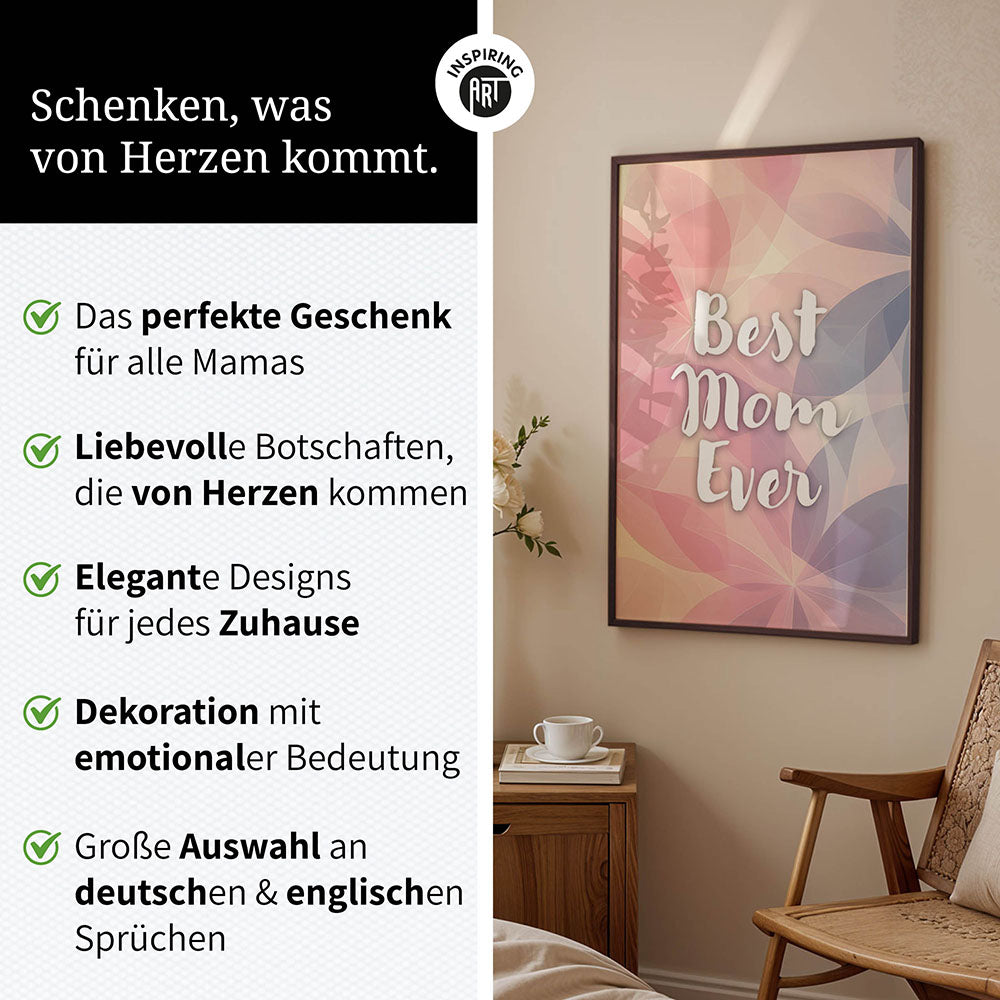 "Best mom ever" Flower Power- Poster bunt