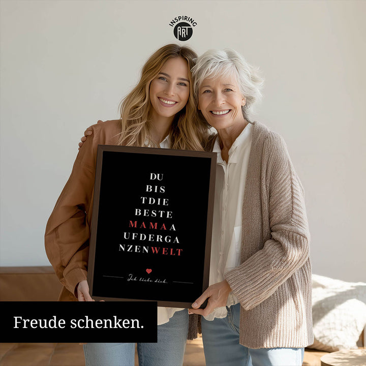 "Du bist die beste Mama auf der ganzen Welt" - Poster in Schwarz-Weiß-Rot