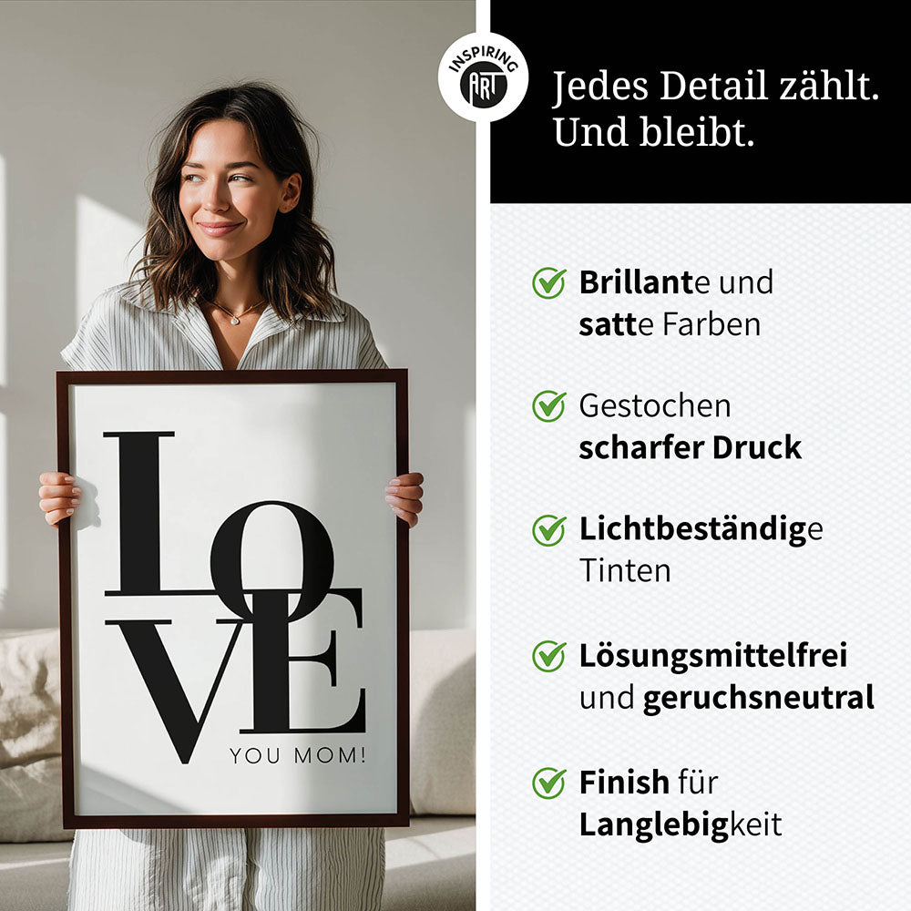 "Love you Mom" - Poster in Weiß-Schwarz