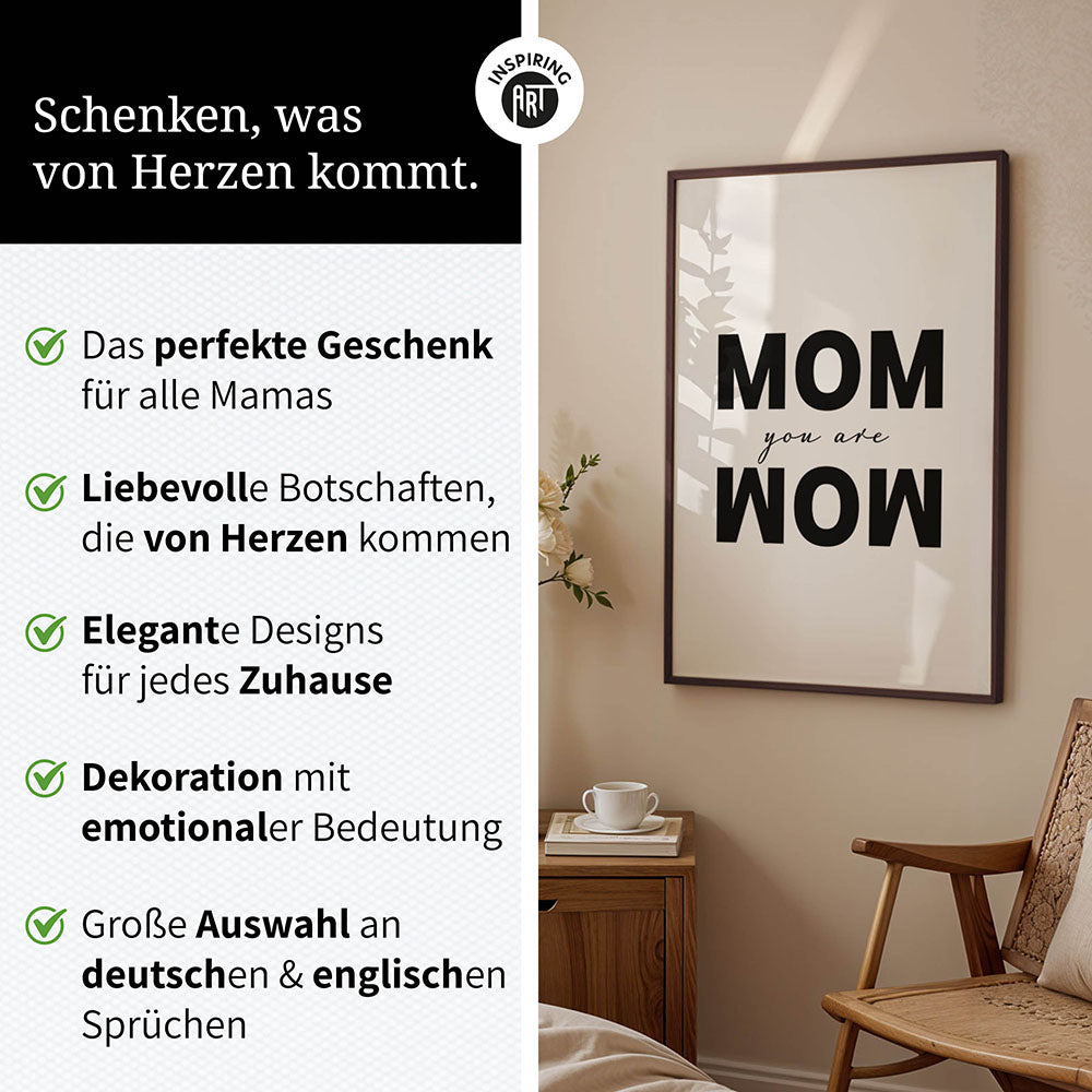 "Mom you are wow" - Poster in Weiß-Schwarz