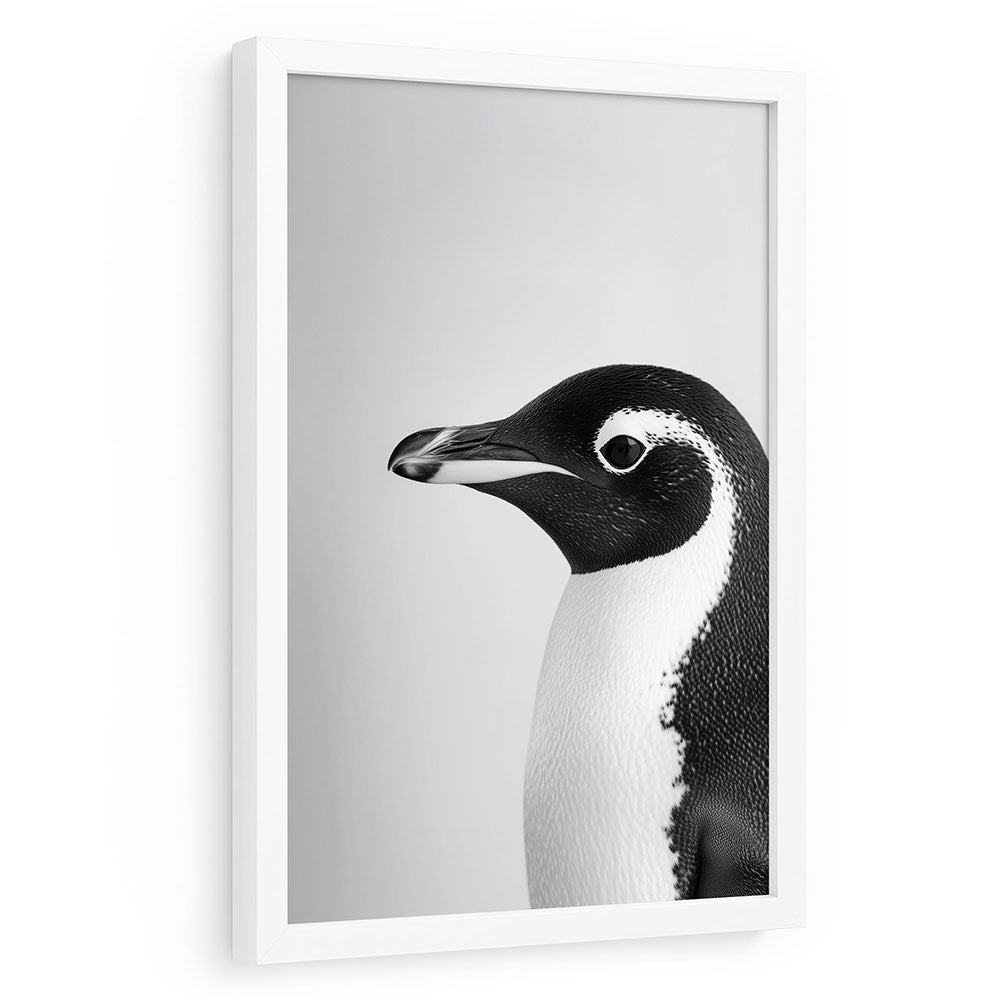Tierbild mit Rahmen Pinguin Schwarz Weiß