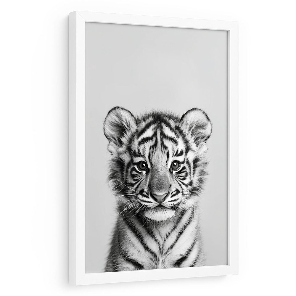 Poster Tierposter mit Rahmen Tiger Schwarz Weiß