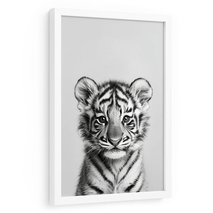 Poster Tierposter mit Rahmen Tiger Schwarz Weiß
