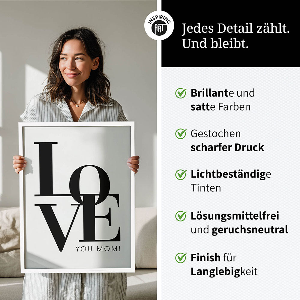 "Love you Mom" - Poster in Weiß-Schwarz