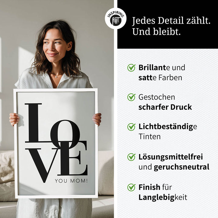 "Love you Mom" - Poster in Weiß-Schwarz