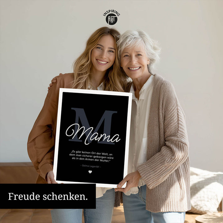 Mama-Zitat von Selma Lagerlöf - Poster in Schwarz-Weiß